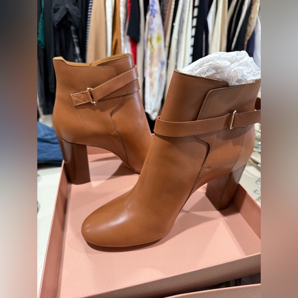NIB Sezane Leather Buckle Ankle Boots